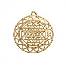 40mm Sri Yantra Meditation Pendant - Gold Plated - 1pc