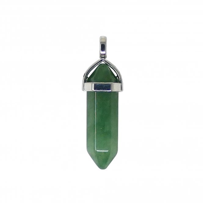 40x12mm Double Pointed Hexagon Pendant - Green Aventurine - 1pc