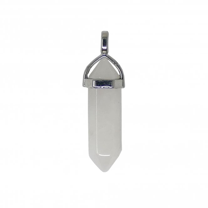 40x12mm Double Pointed Hexagon Pendant - Quartz Crystal - 1pc