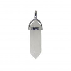 40x12mm Double Pointed Hexagon Pendant - Quartz Crystal - 1pc