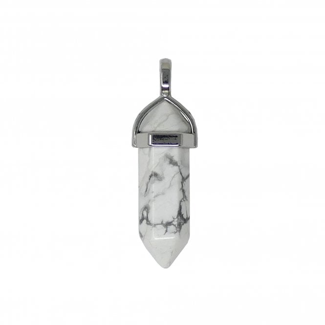 40x12mm Double Pointed Hexagon Pendant - White Howlite - 1pc
