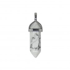 40x12mm Double Pointed Hexagon Pendant - White Howlite - 1pc
