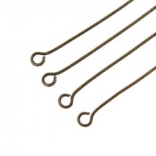 45mm Eyepins Findings - Antique Copper Plated - 50pcs