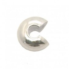 4mm Crimp Cover Findings - Silver Plated - 50pcs