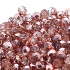 4mm Czech Faceted Round Glass Bead - Apollo Gold - 50pk
