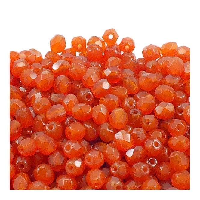 4mm Czech Faceted Round Glass Bead - Caramel Opal - 50pk