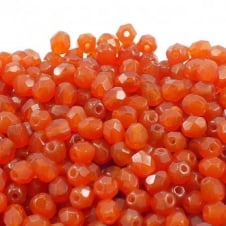 4mm Czech Faceted Round Glass Bead - Caramel Opal - 50pk