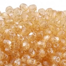 4mm Czech Faceted Round Glass Bead - Champagne - 50pk