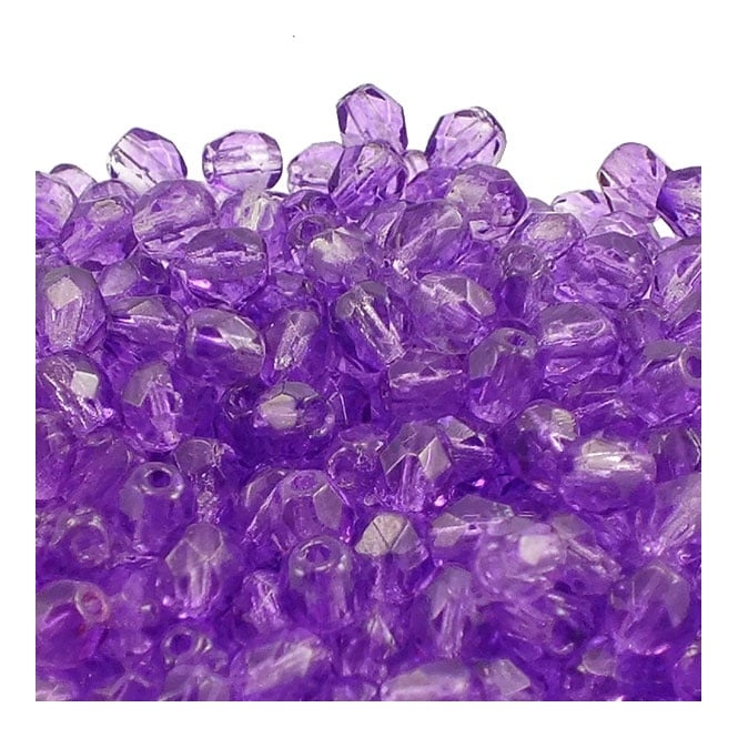 4mm Czech Faceted Round Glass Bead - Coated Sugar Plum - 50pk