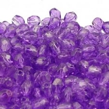 4mm Czech Faceted Round Glass Bead - Coated Sugar Plum - 50pk