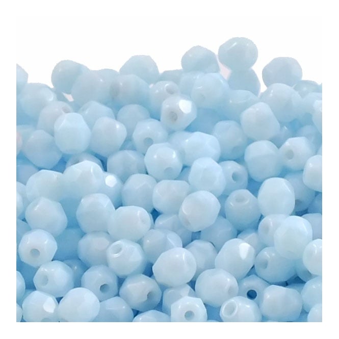 4mm Czech Faceted Round Glass Bead - Coral Baby Blue - 50pk