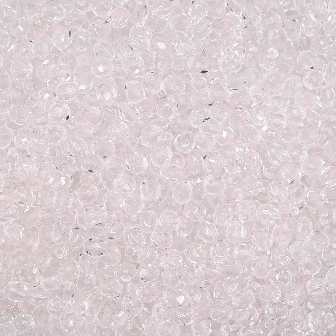 4mm Czech Faceted Round Glass Bead - Crystal - 50pk