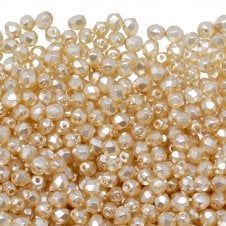 4mm Czech Faceted Round Glass Bead - Crystal Pearl Peach - 50pk