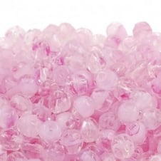 4mm Czech Faceted Round Glass Bead - Crystal/Pink - 50pk