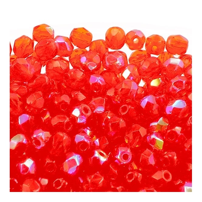 4mm Czech Faceted Round Glass Bead - Hyacinth AB - 50pk