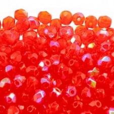 4mm Czech Faceted Round Glass Bead - Hyacinth AB - 50pk