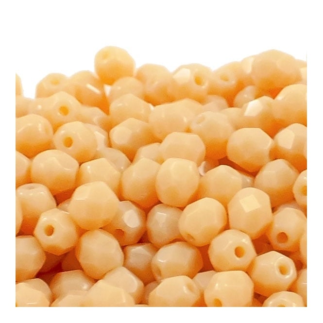 4mm Czech Faceted Round Glass Bead - Ivory - 50pk