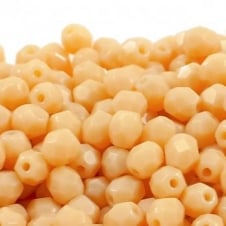 4mm Czech Faceted Round Glass Bead - Ivory - 50pk