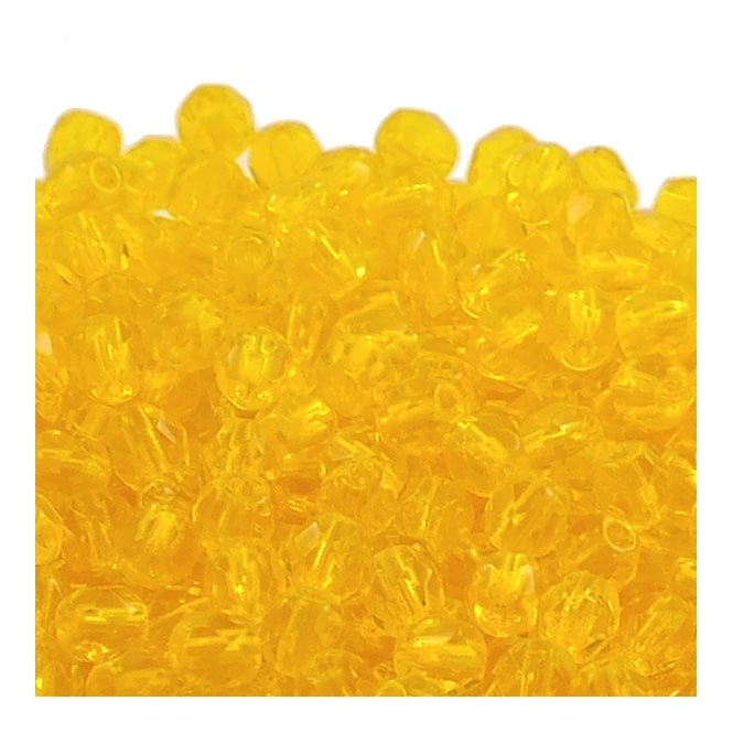 4mm Czech Faceted Round Glass Bead - Jonquil - 50pk