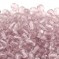 4mm Czech Faceted Round Glass Bead - Light Amethyst - 50pk