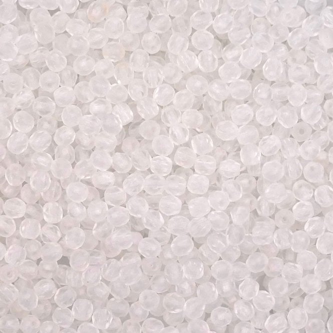 4mm Czech Faceted Round Glass Bead - Matte Crystal - 50pcs