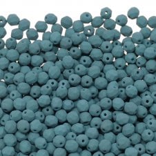4mm Czech Faceted Round Glass Bead - Matte Dark Teal - 50pcs