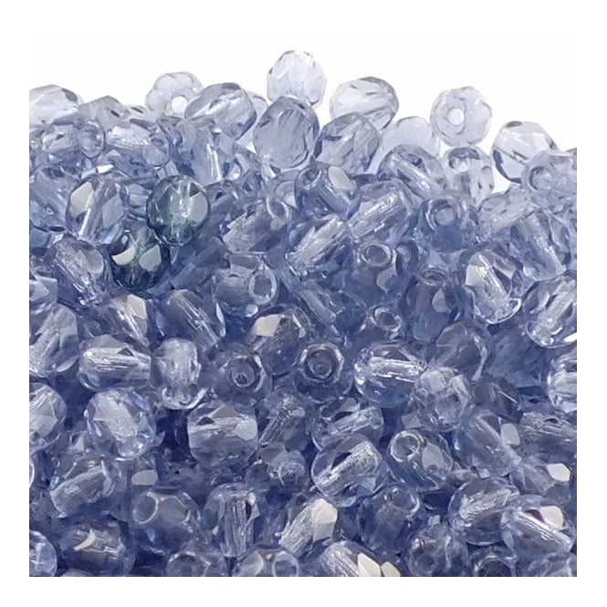 4mm Czech Faceted Round Glass Bead - Montana - 50pk