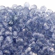 4mm Czech Faceted Round Glass Bead - Montana - 50pk