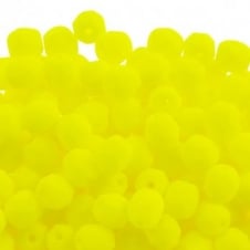 4mm Czech Faceted Round Glass Bead - Neon Yellow - 50pk