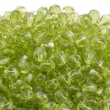 4mm Czech Faceted Round Glass Bead - Olivine - 50pk