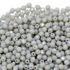 4mm Czech Faceted Round Glass Bead - Opaque Grey - 50pk