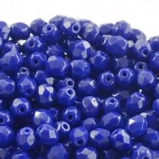 4mm Czech Faceted Round Glass Bead - Opaque Navy - 50pk