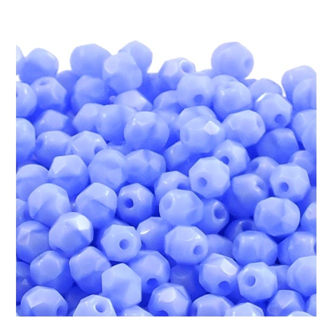 4mm Czech Faceted Round Glass Bead - Opaque Sapphire - 50pk