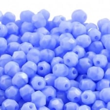 4mm Czech Faceted Round Glass Bead - Opaque Sapphire - 50pk