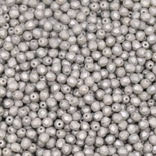 4mm Czech Faceted Round Glass Bead - Pastel Grey - 50pk