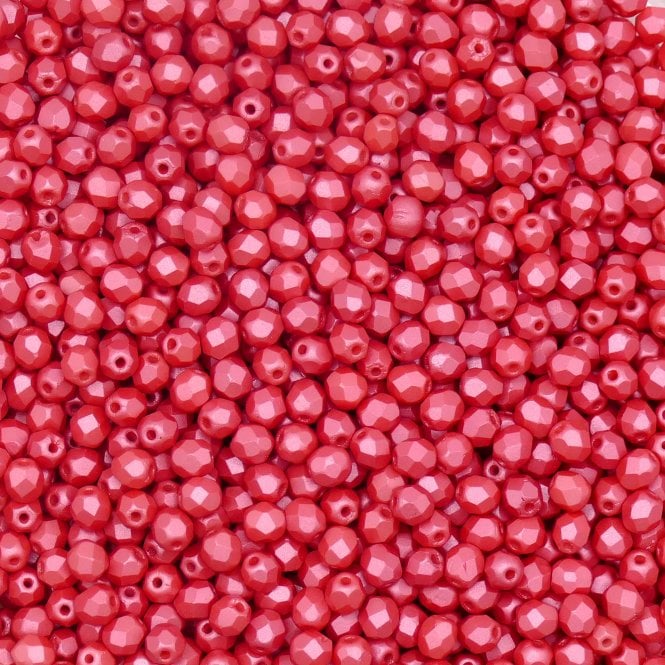 4mm Czech Faceted Round Glass Bead - Pastel Maroon - 50pk