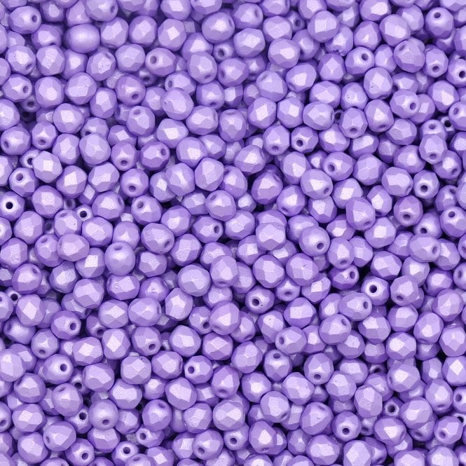 4mm Czech Faceted Round Glass Bead - Pastel Purple - 50pk