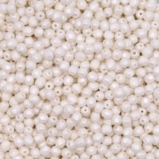 4mm Czech Faceted Round Glass Bead - Pastel White - 50pk