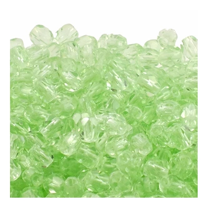 4mm Czech Faceted Round Glass Bead - Peridot - 50pk