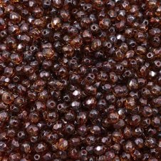 4mm Czech Faceted Round Glass Bead - Picasso Crystal - 50pk