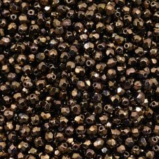 4mm Czech Faceted Round Glass Bead - Picasso Jet/Bronze - 50pk