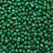 4mm Czech Faceted Round Glass Bead - Picasso Persian Turquoise - 50pk