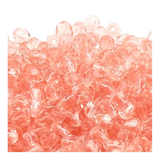 4mm Czech Faceted Round Glass Bead - Rosaline - 50pk