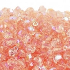 4mm Czech Faceted Round Glass Bead - Rosaline AB - 50pk