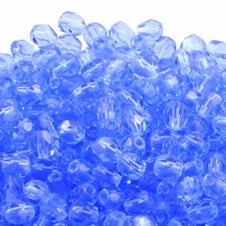 4mm Czech Faceted Round Glass Bead - Sapphire - 50pk
