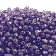 4mm Czech Faceted Round Glass Bead - Tanzanite - 50pk