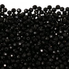 4mm Glass Round Faceted Beads - Jet - 95pcs (1 String)