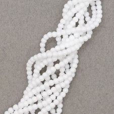 4mm Glass Round Smooth Beads - Opaque Alabaster - 1 String (Approx 95pcs)