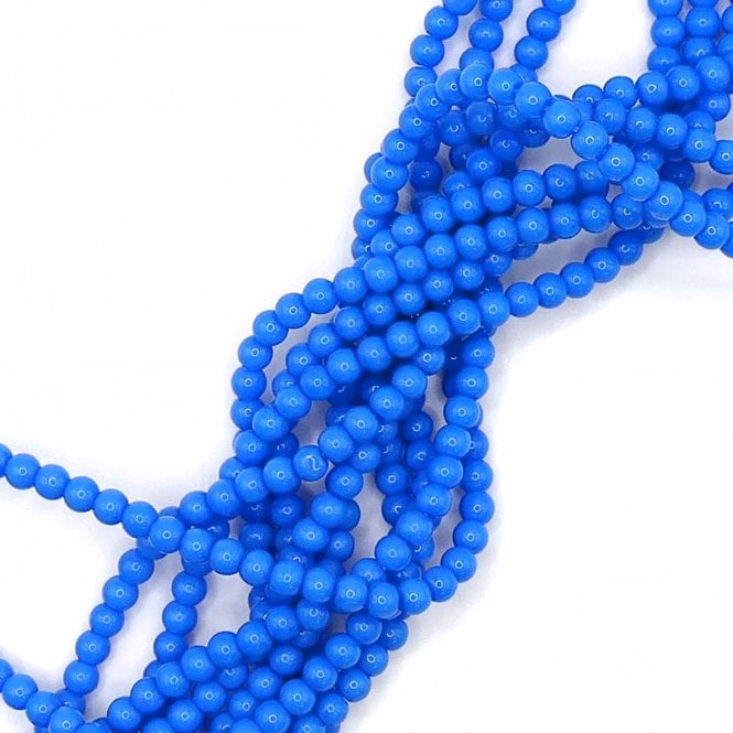 4mm Glass Round Smooth Beads - Opaque Cornflower - 1 String (Approx. 95pcs)