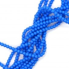 4mm Glass Round Smooth Beads - Opaque Cornflower - 1 String (Approx. 95pcs)